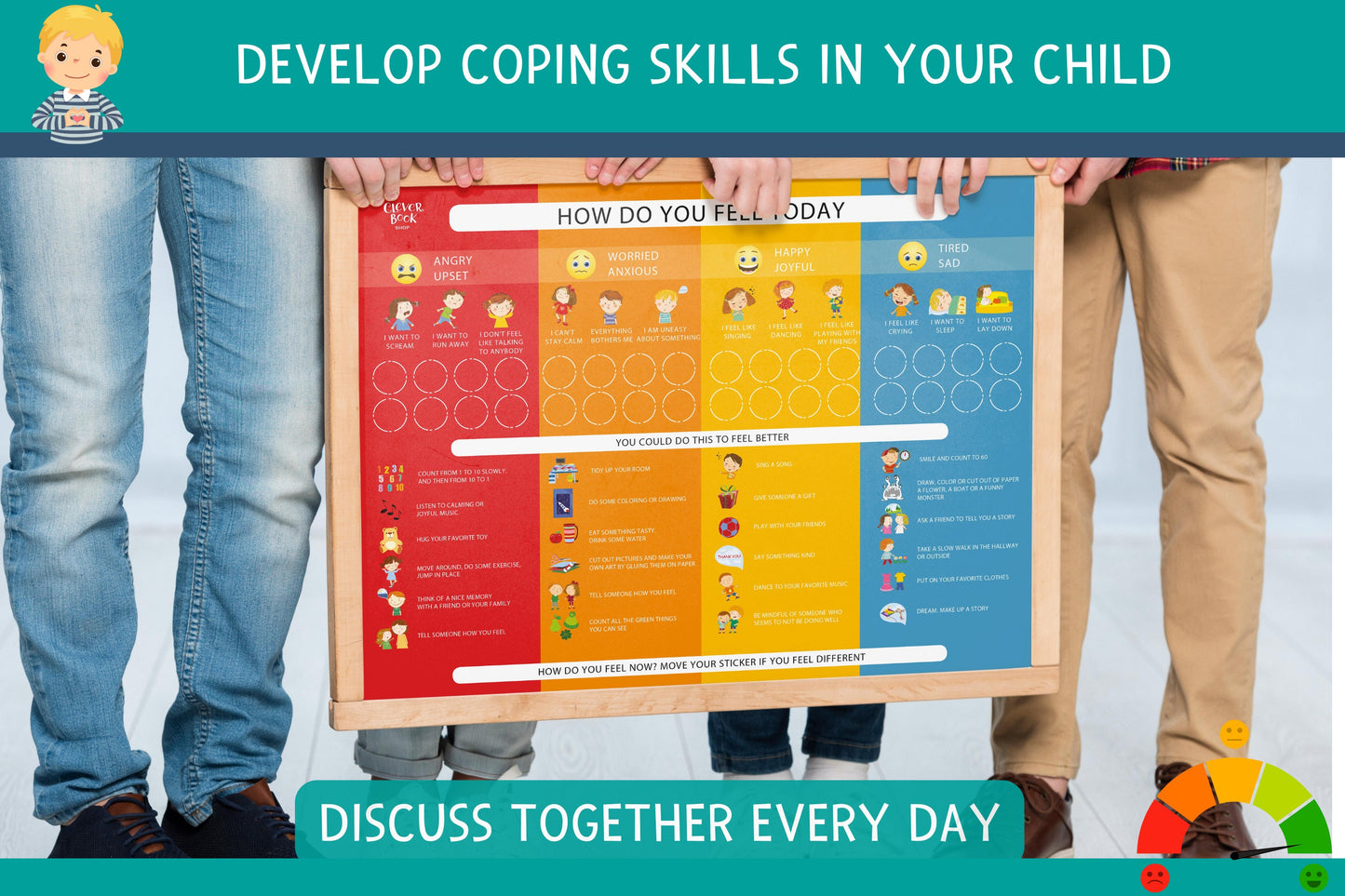 Coping Skills Printable Wall Art with Printable Stickers, Emotional Intelligence, Mental Health Behaviour Management, Nursery Decor,