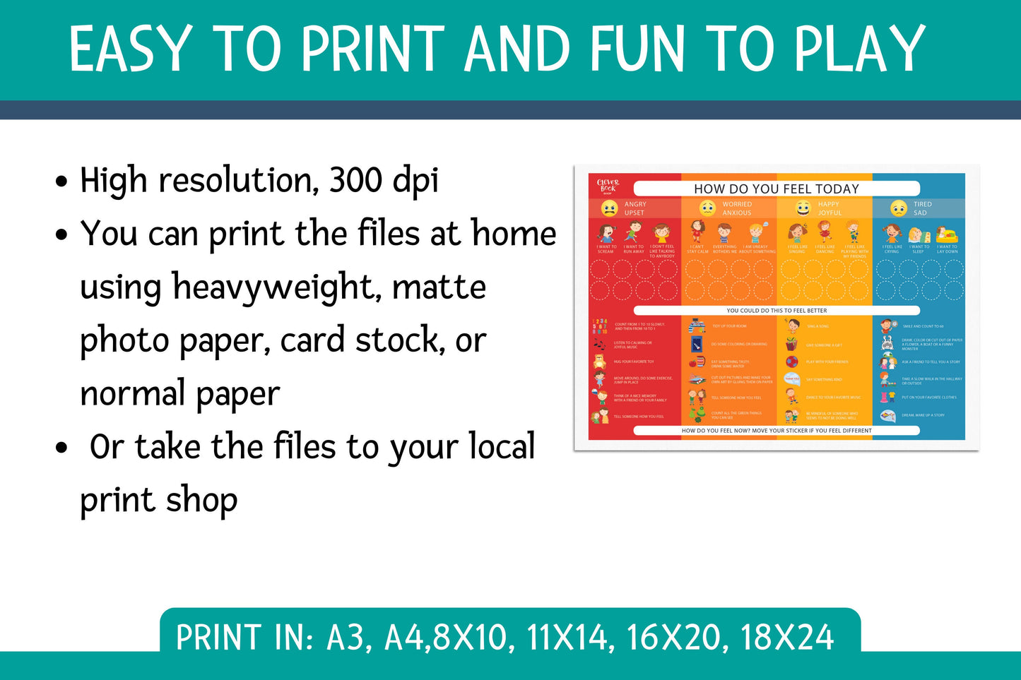 Coping Skills Wall Art, Poster with Coping Skills, Emotional Intelligence, Mental Health Behaviour Management, Digital Download