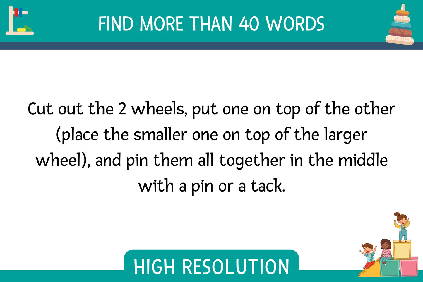 Words Wheel, Printable Worksheet, Preschool Curriculum, Toddler Activities, Kindergarten, School activities, Digital Download